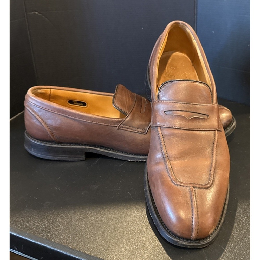 Allen Edmonds Glasgow Mens Size 10 B Dress Penny Loafers Brown Leather Shoes USA